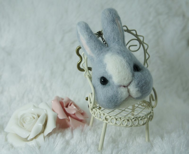 客製化禮物羊毛氈兔兔 別針 鑰匙圈 請勿直接下單 請先來圖 - 鑰匙圈/鑰匙包 - 羊毛 