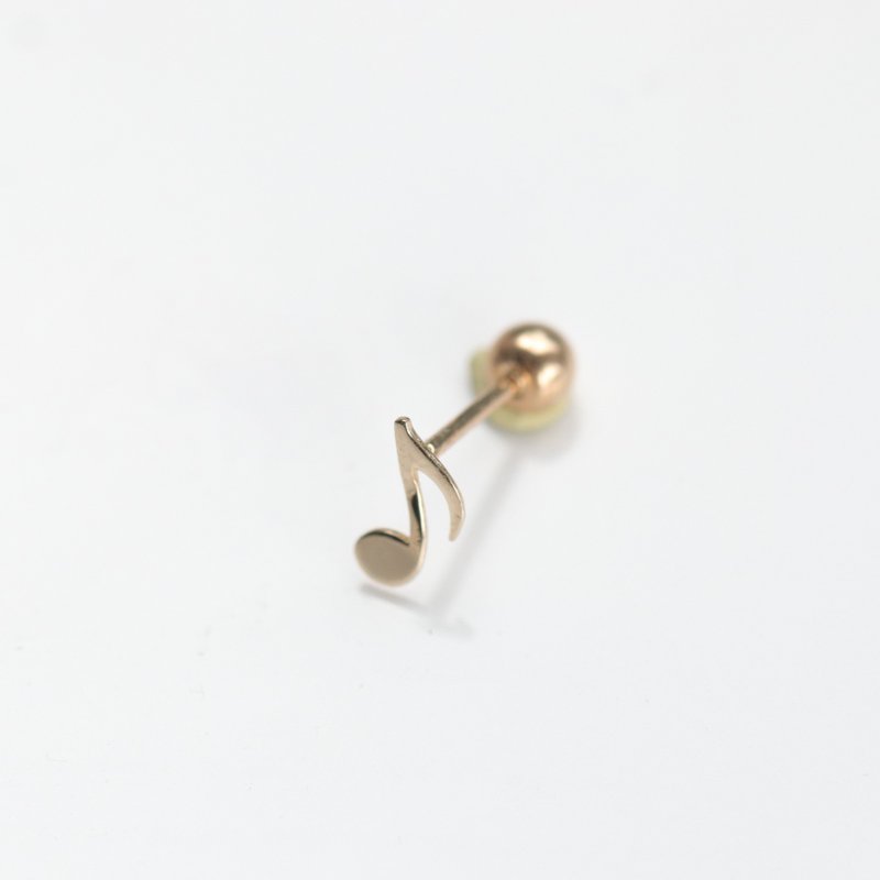 14K eighth note bead earrings (single) ear bone and ear socket will not fade - Earrings & Clip-ons - Precious Metals Gold