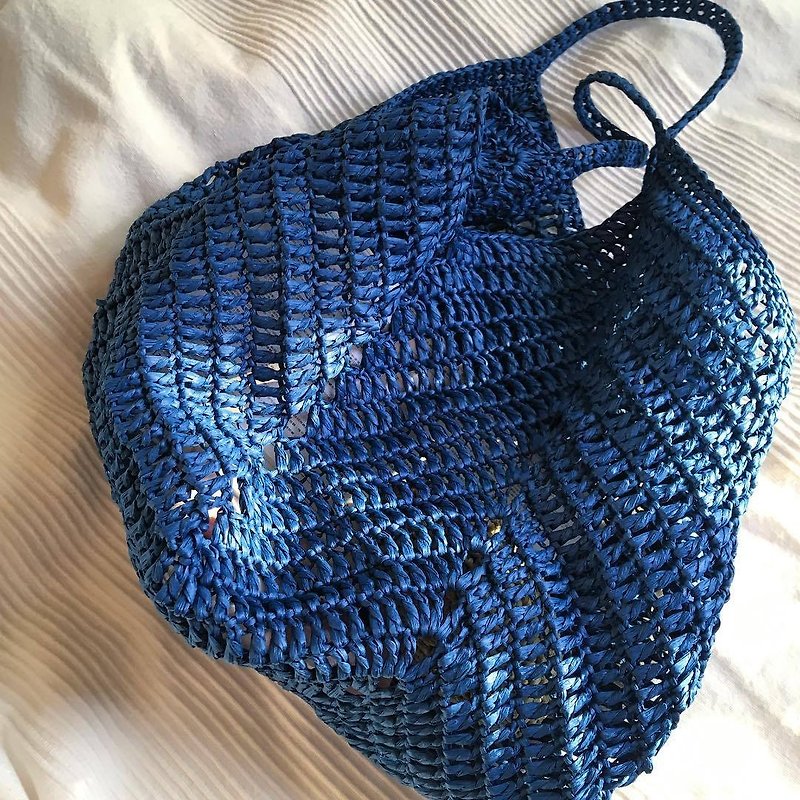 hm2. Rafi Paper Fiber Variety Bag Army Blue - Handbags & Totes - Paper Blue