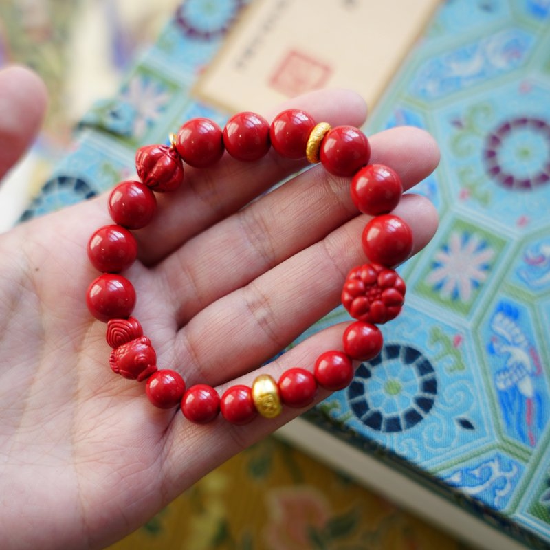 硃砂十八籽手串 手工設計製作手飾 素心甄選手作禮品 - 手鍊/手環 - 其他材質 紅色
