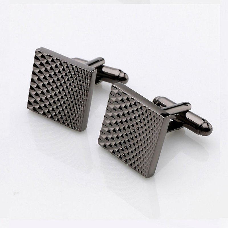 Kings Collection Square Black Classic Carve Men Cufflinks KC10051 Black - Cuff Links - Other Metals Black