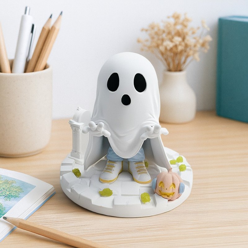 安幽丨小幽靈造型擴香石 擺飾 / 香氛石 / 香氛小物+2ml香精油 - 香氛/精油/擴香 - 其他材質 白色