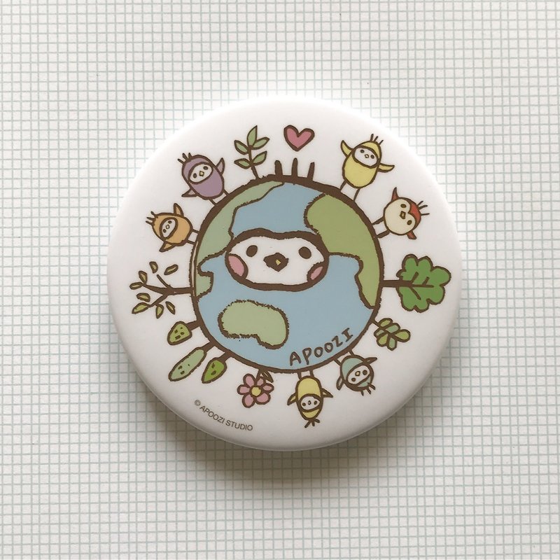 Earth badge pin 75mm - Badges & Pins - Plastic Multicolor