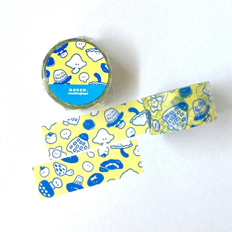 ゆるいきのこたマスキングテープ24mm / original masking tape/マステ,美纹纸胶带,文房具,文具,ステーショナリー,紙もの,紙膠帶,贴纸 - 紙膠帶/和紙/PET - 紙 黃色