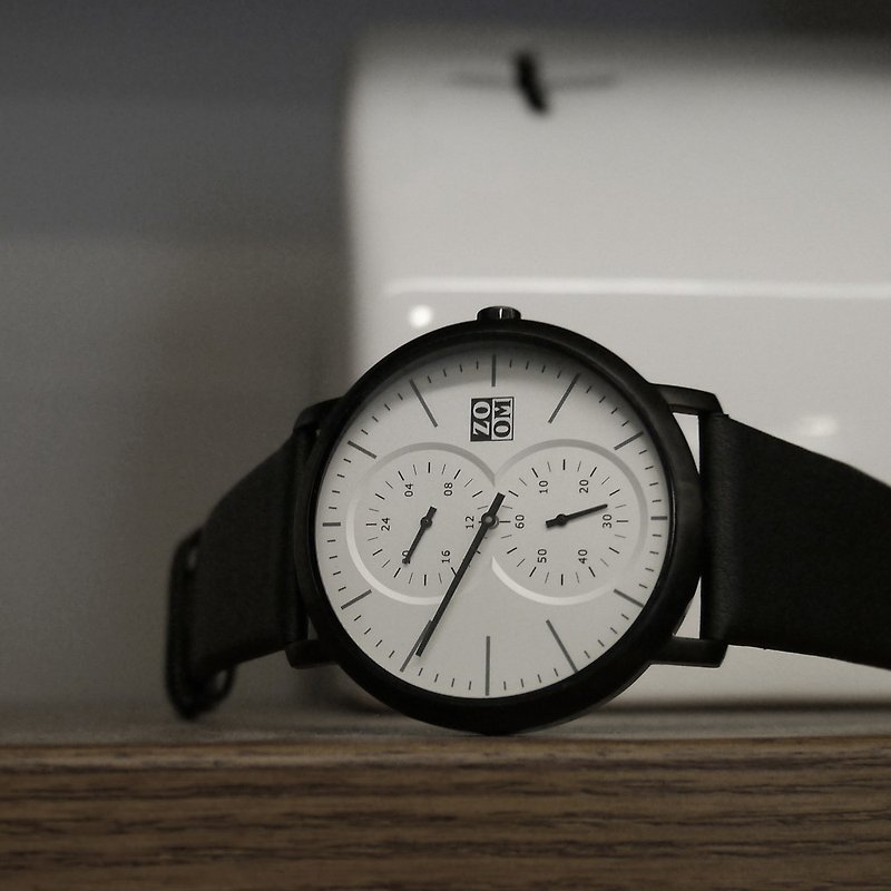 【iF 設計獎】MUSE 7100 特殊讀時真皮手錶 - 純淨白 - 男錶/中性錶 - 真皮 白色