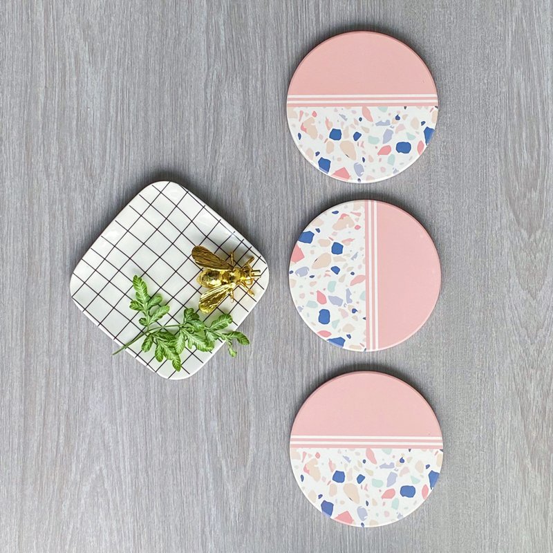 [CHICHI HOME 4 into 10% off] colorful popping candy ceramic water coaster/ins fresh and simple - Coasters - Pottery Pink