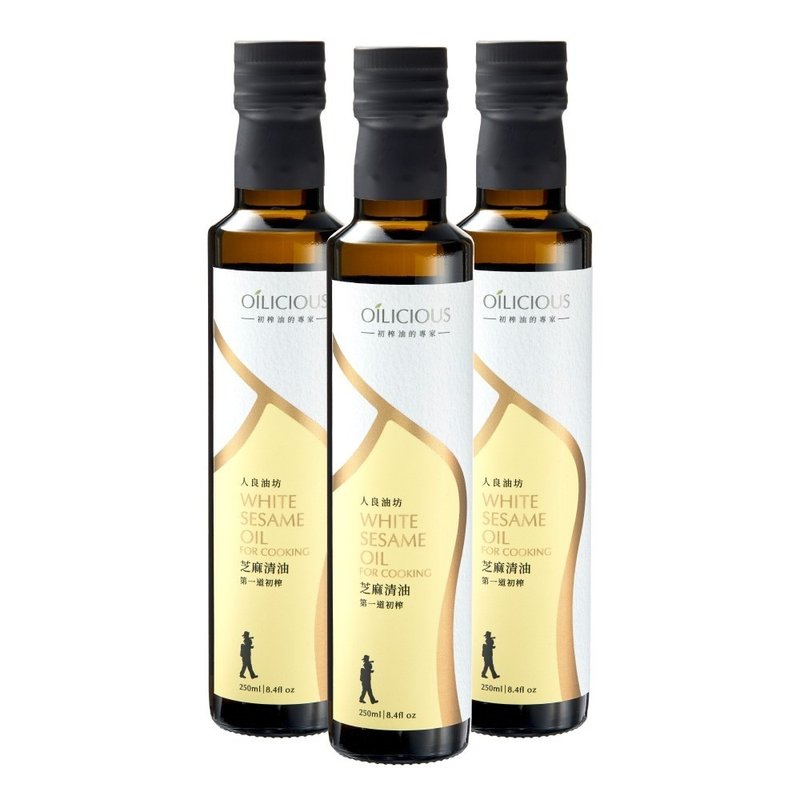 Renliang Youfang's first cold-pressed virgin light-fire roasted sesame clear oil 250mlx3 bottles are essential for cooking - เครื่องปรุงรส - อาหารสด สีกากี