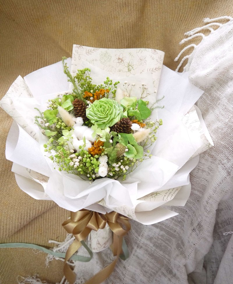 南法森林.嫩綠色系.乾燥花.索拉花.永生花.不凋花.求婚花束 - 乾燥花/永生花 - 植物．花 綠色