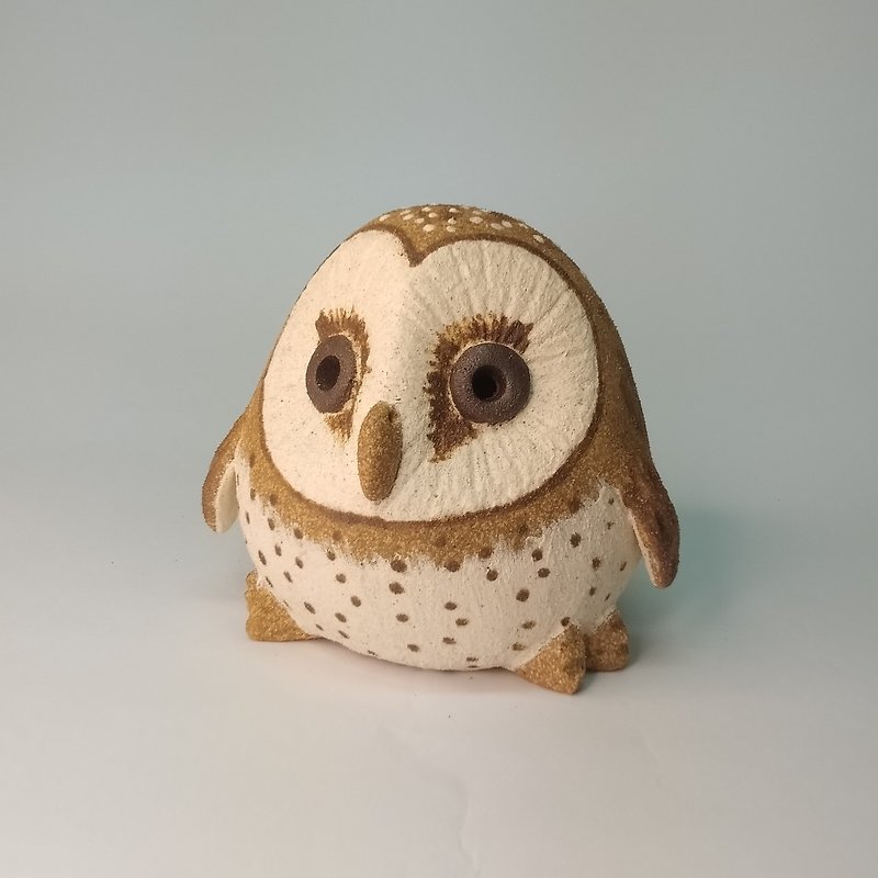 Mini Q version owl-Oriental grass owl/ceramic art/original design - ของวางตกแต่ง - ดินเผา 