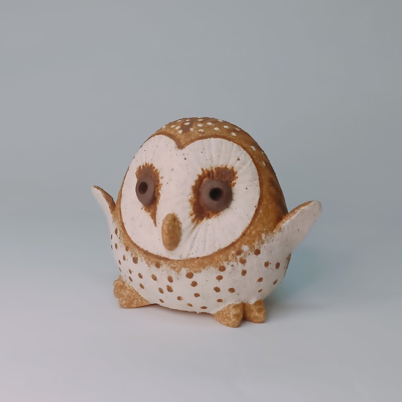 Mini Q version owl-Oriental grass owl/ceramic art/original design - Items for Display - Pottery 