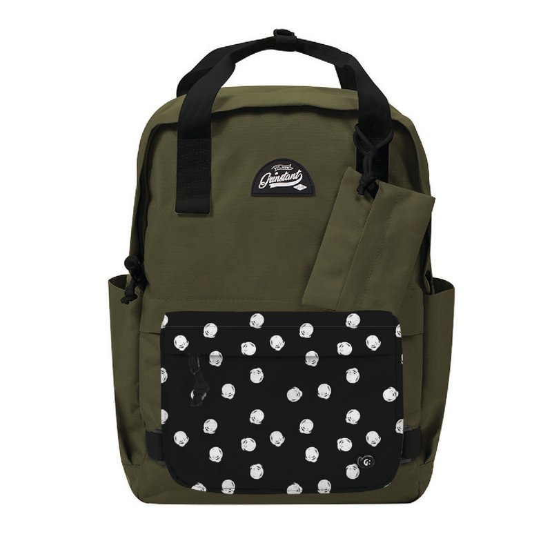 Grinstant Mix and Match Detachable 15.6-inch Backpack - Adventure Series (Military Green with White Dot) - Backpacks - Polyester Green