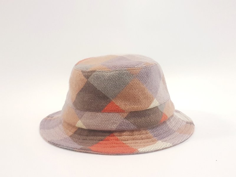 British disc gentleman hat-retro pink purple plaid # thin wool material # exclusive # limitation # 秋冬 # gift # keeping warm - Hats & Caps - Other Materials Multicolor