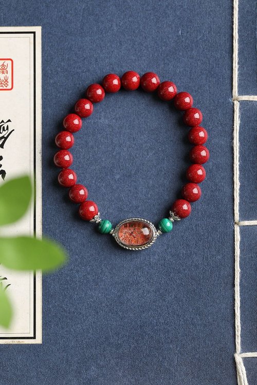 水墨 天然原礦硃砂精品紫金砂單圈手鏈 含量高達95%以上
