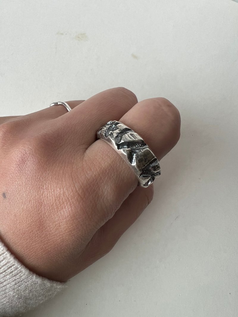 手工戒-岩礦-純銀戒指 - 戒指 - 純銀 銀色