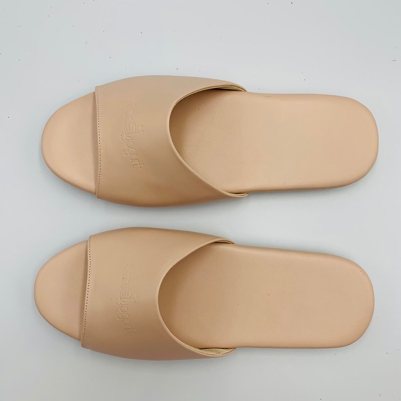 Pink Skin Comfortable Breathable Leather Mute Indoor Slippers - Indoor Slippers - Genuine Leather 