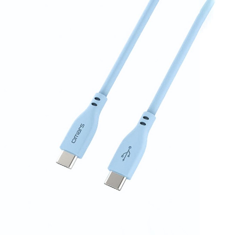 omars 炫彩快速傳輸充電線PD60W Type-C to Type-C-1M:晴天藍 - 行動電源/充電線 - 矽膠 藍色