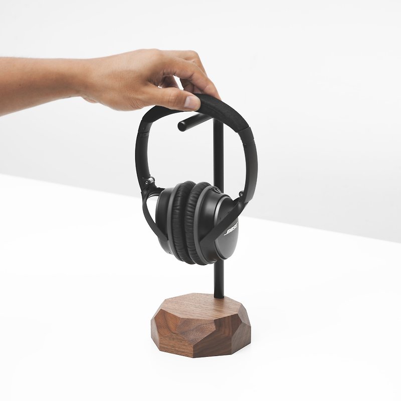 Headphone stand, headset stand, wooden headphone holder, headphone hanger - Headphones & Earbuds - Wood Brown