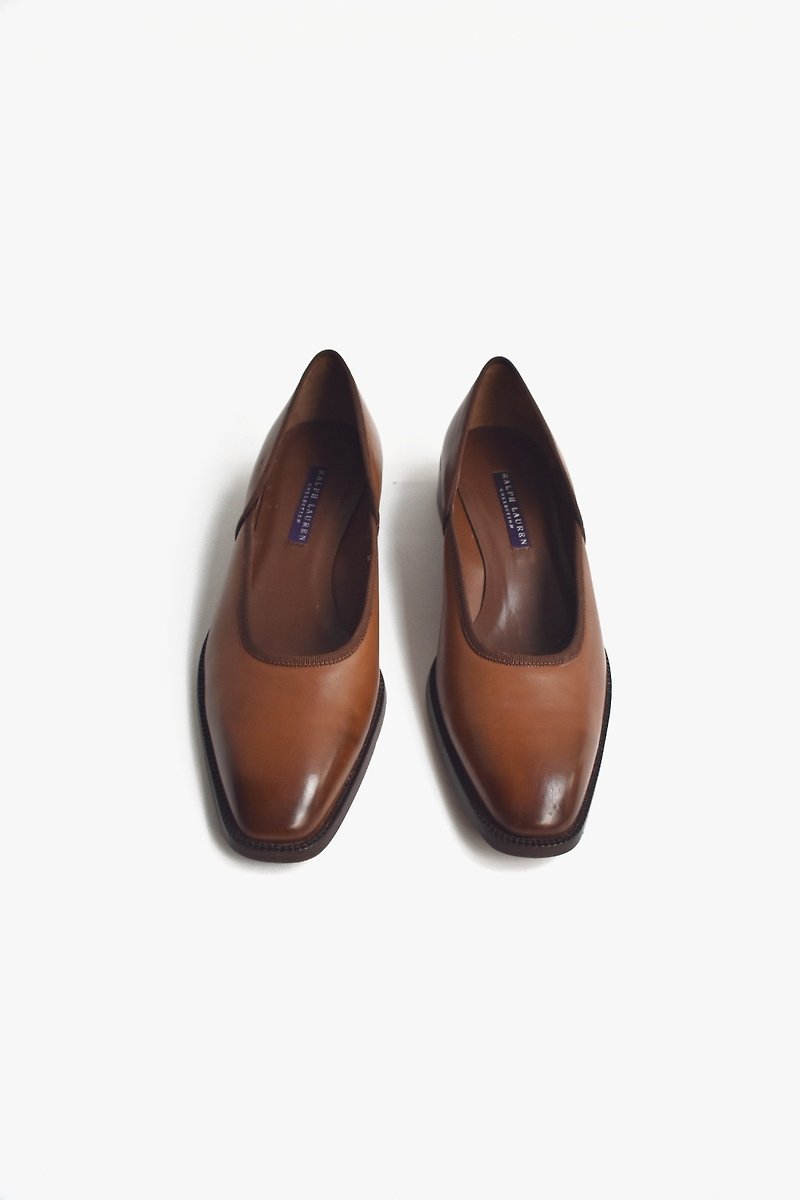 90s Italy Italian shoes | Ralph Lauren Loafers US 8B EUR 3839 - รองเท้าอ็อกฟอร์ดผู้หญิง - หนังแท้ สีนำ้ตาล