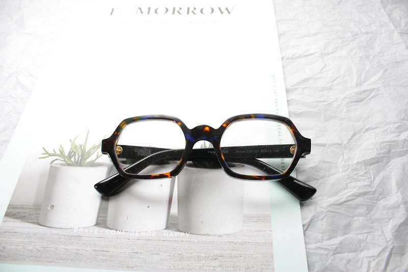 アンバーカラー日本製六角眼鏡フレームアイウェア - 眼鏡・フレーム - その他の素材 多色