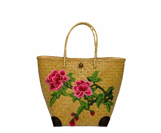 floral straw bag