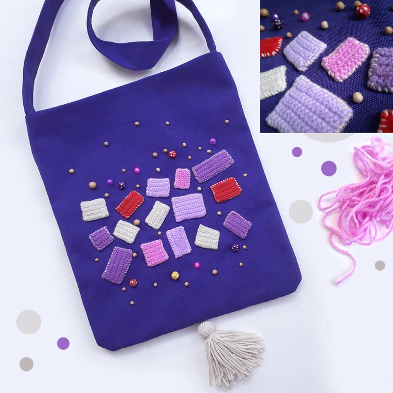 12x14 inch tote. Fun and original with hand-stitched design and beads - 手提包/手提袋 - 其他材質 