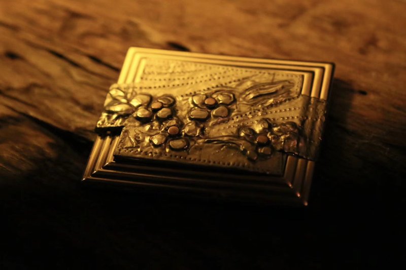 沙漠之花彫花銀鏡子 - 其他 - 純銀 銀色