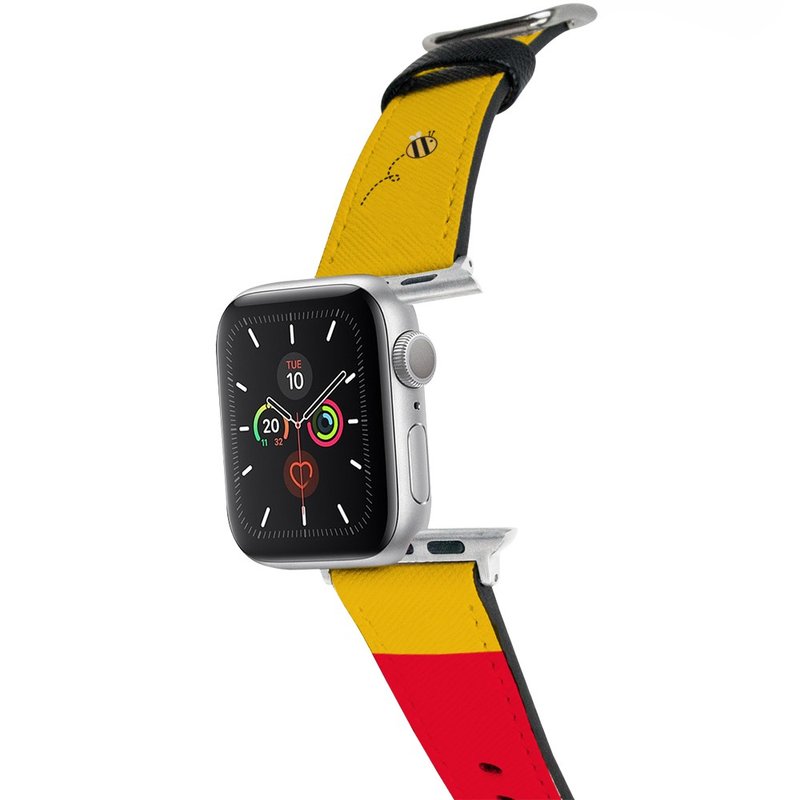 【Hong Man】迪士尼系列 Apple Watch 皮革錶帶 經典維尼 - 錶帶 - 人造皮革 橘色