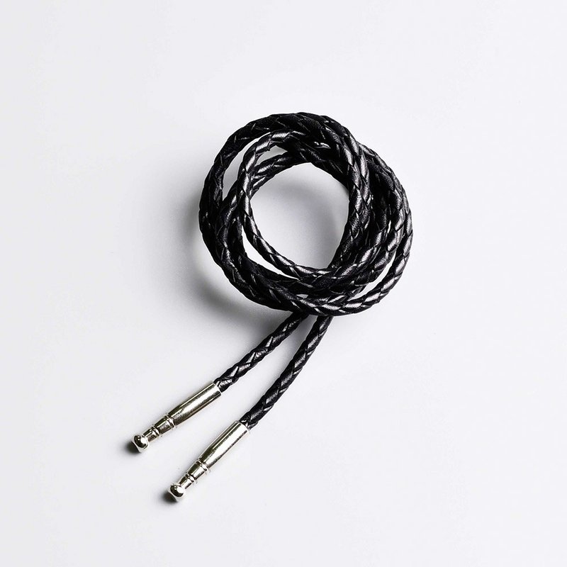 [Exclusive Accessories] Bolo Tie/Bolo Tie/American style leather tie - Ties & Tie Clips - Genuine Leather Black