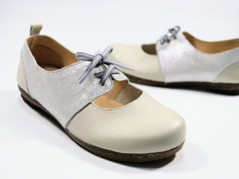 Healthy and beautiful shoes-thumbs eversion//soft and stress-relieving// Silver onion rice - รองเท้าหนังผู้หญิง - หนังแท้ สีเงิน