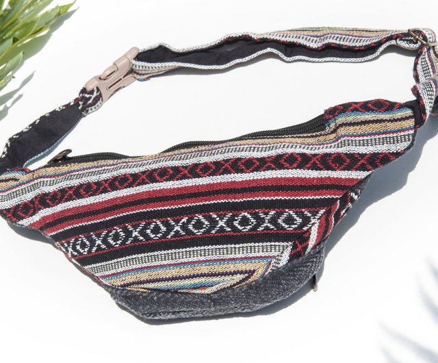 Carry on waist bag Linen waist bag hand woven side bag cross body