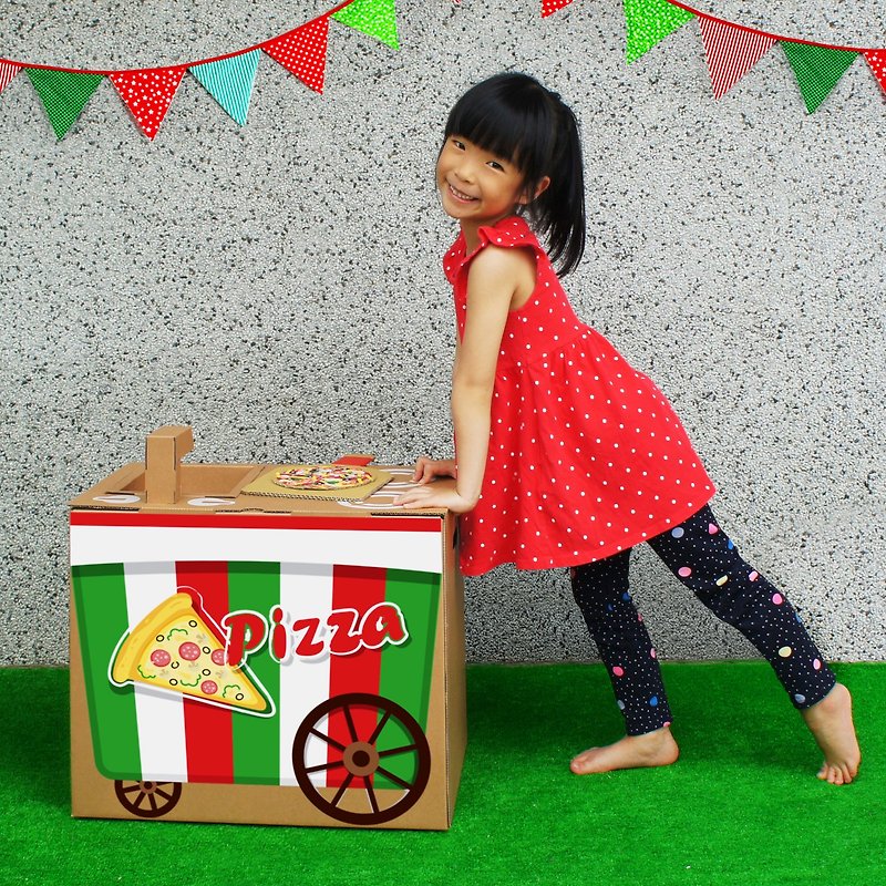 Mini kitchen (with Pizza booth sticker) Defend home wine DIY parent-child creative gift green toy - Kids' Toys - Paper Brown