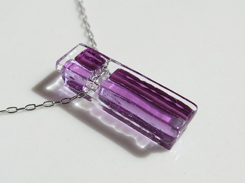 Fashionable glass (smart [mini] [purple]) Chain necklace [Cotton string, Silver 925 can be selected] [Made to order] - สร้อยคอ - แก้ว สีม่วง