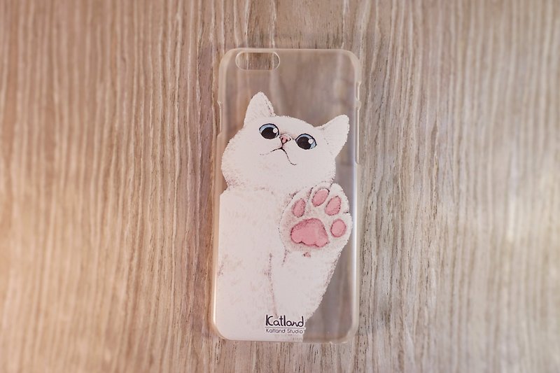 自家設計 - 貓咪手機殼 Phone Case - 手機殼/手機套 - 塑膠 白色
