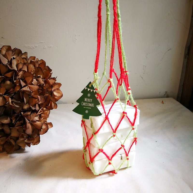 100% Virgin Castile Soap Four-in-One Special Offer-Red and Green Hemp Rope Mesh Bag Gift - Soap - Plants & Flowers Multicolor