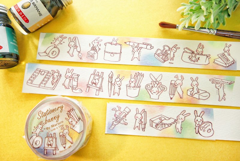 Stationery Bunny 2.5cm paper tape - Washi Tape - Paper Multicolor