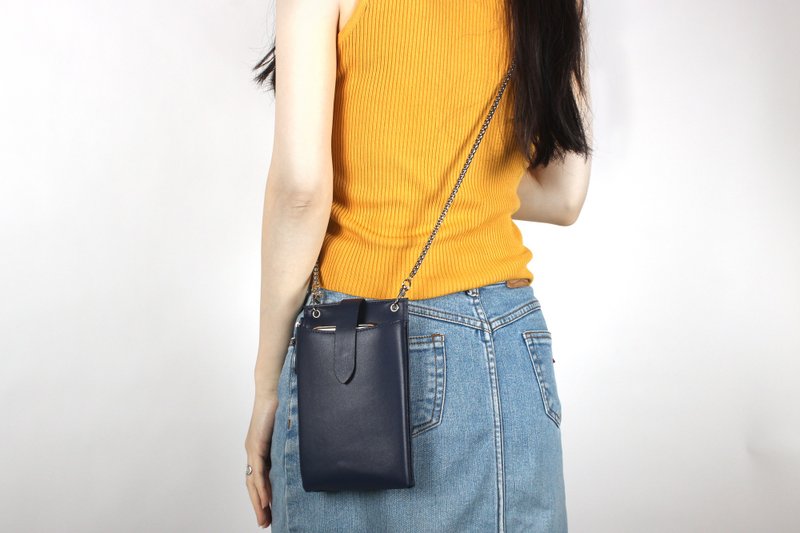 Gram&Co. upright leather chain cell phone bag - กระเป๋าแมสเซนเจอร์ - หนังแท้ 