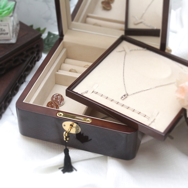 Collection Memories Walnut Jewelry Box Piano Painted Jewelry Storage Box - Storage - Wood Brown