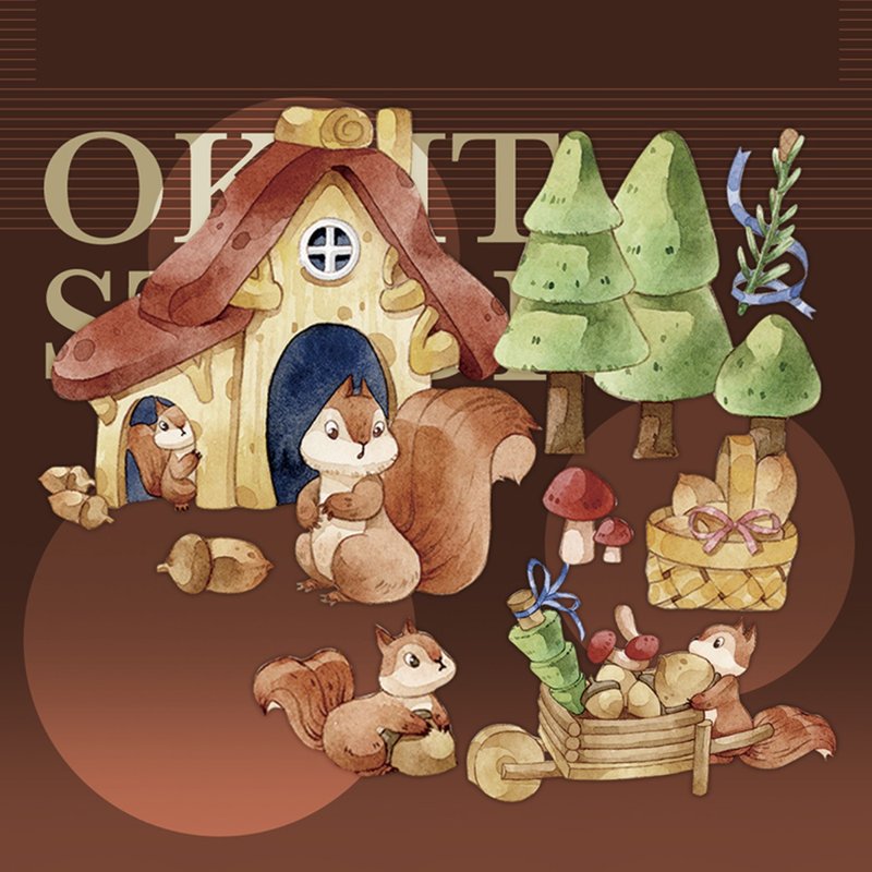 Squirrel Paradise (and Panda) PET Washi Tape Shell Light - มาสกิ้งเทป - พลาสติก หลากหลายสี