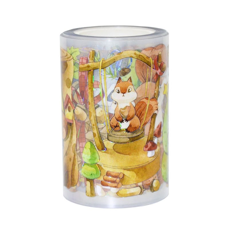 松鼠樂園 (還有熊貓) PET 紙膠帶 貝殼光 - 紙膠帶/和紙/PET - 塑膠 多色