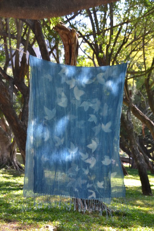 Botanic Cyanotype Scarf - Passiflora