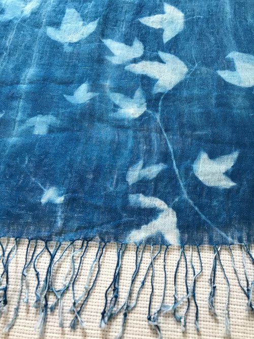 Botanic Cyanotype Scarf - Passiflora