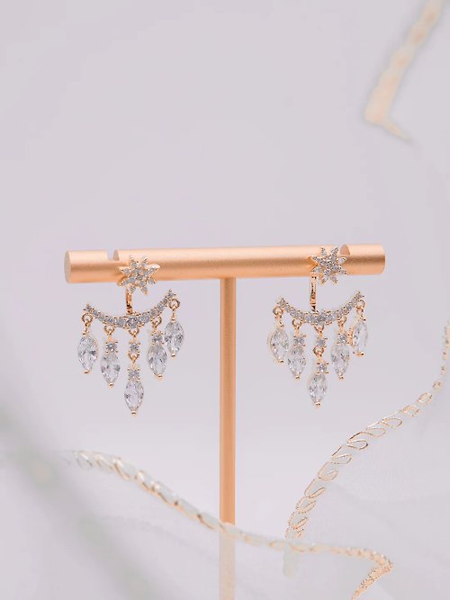 Lafit 星願水晶 —華麗宴會水晶燈設計耳環 女生儀式感禮物