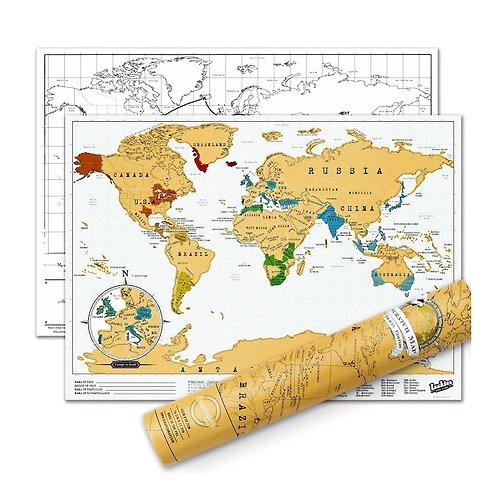 DATOMAP 地圖迷 輕便版金色世界刮刮地圖