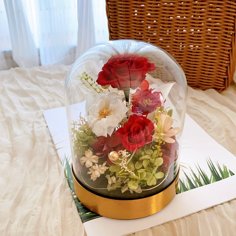 樺坊/客製化禮物/永生花玻璃盅/金屬卡扣玻璃盅 - 乾燥花/永生花 - 植物．花 