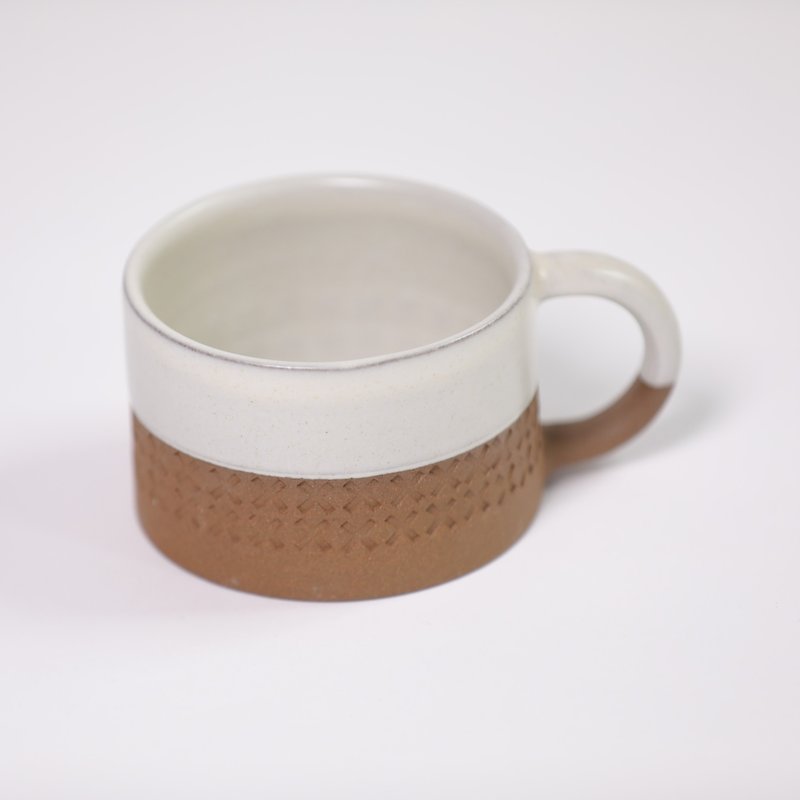 xx pattern wide mug-white-fair trade - Mugs - Pottery White