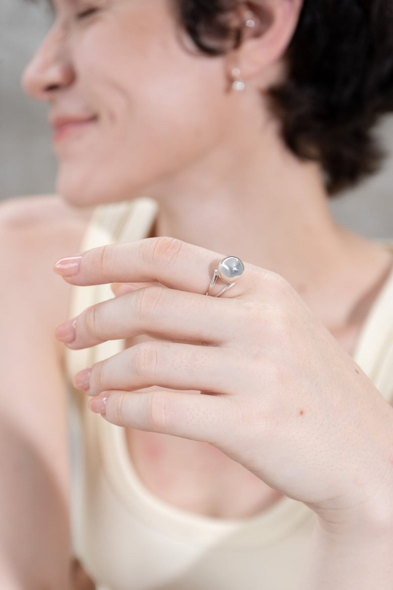 dashbrand DJ04-R2 Dot Ring B (Minimal Jewelry) silver925 - 戒指 - 純銀 銀色