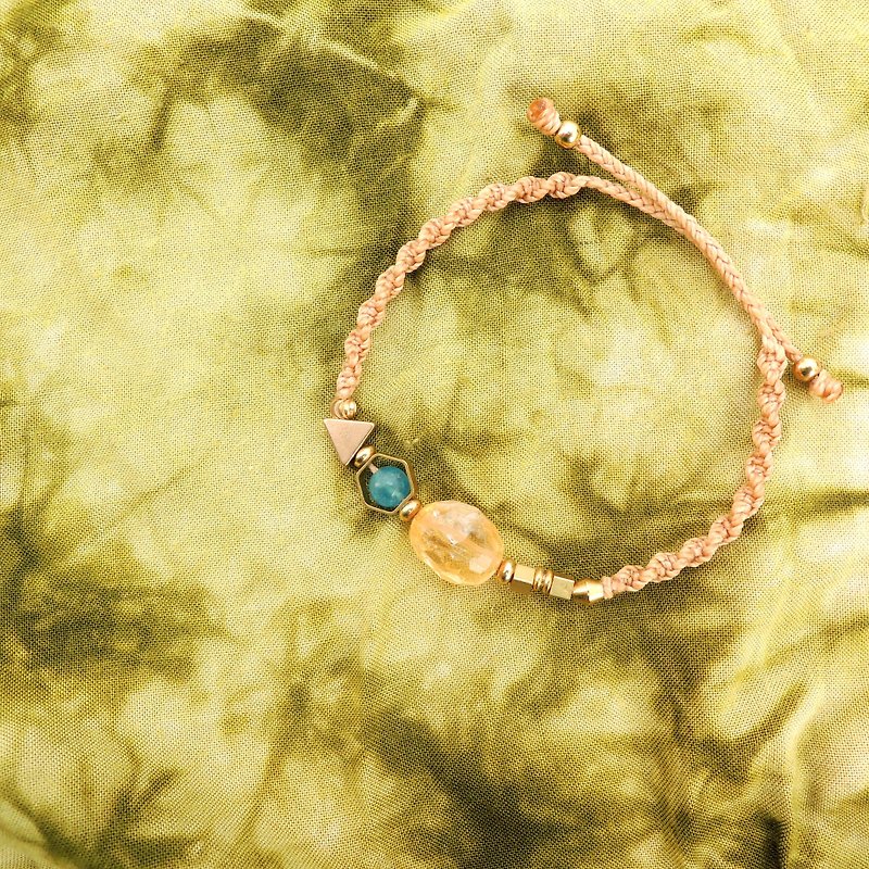 Nikko Sea/Natural Stone x Brazil Silk Wax Line Bracelet - Bracelets - Gemstone Yellow