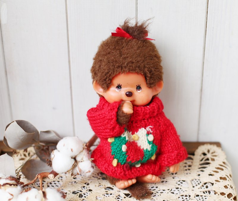 [Good Day Fetish] Germany VINTAGE Handmade Sweater Dream 奇奇/蒙奇奇/MONCHHICHI - Stuffed Dolls & Figurines - Polyester Red