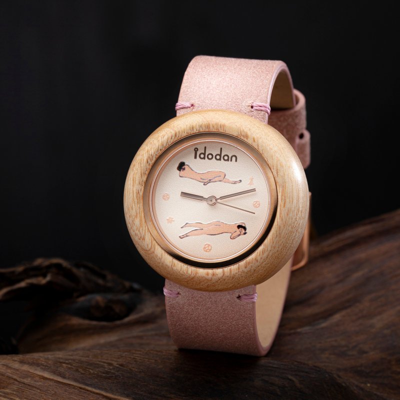 【idodan】Sanyu Joint Series Watch-Double Portrait Two Ladies - นาฬิกาผู้หญิง - ไม้ สึชมพู