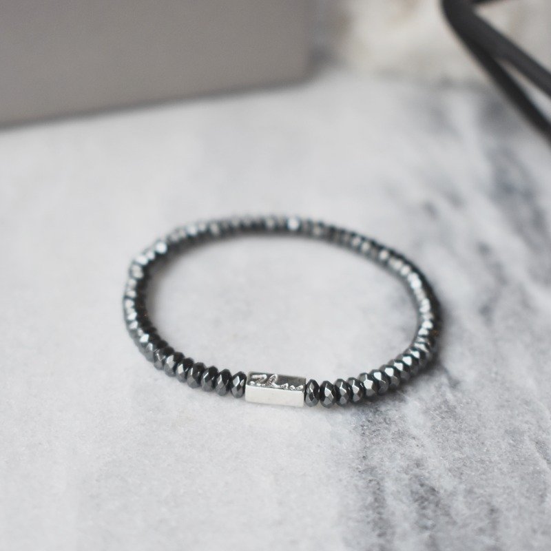ZHU. handmade bracelet | energy stone (couple / male bracelet / sterling silver / energy stone) - Bracelets - Stone Black